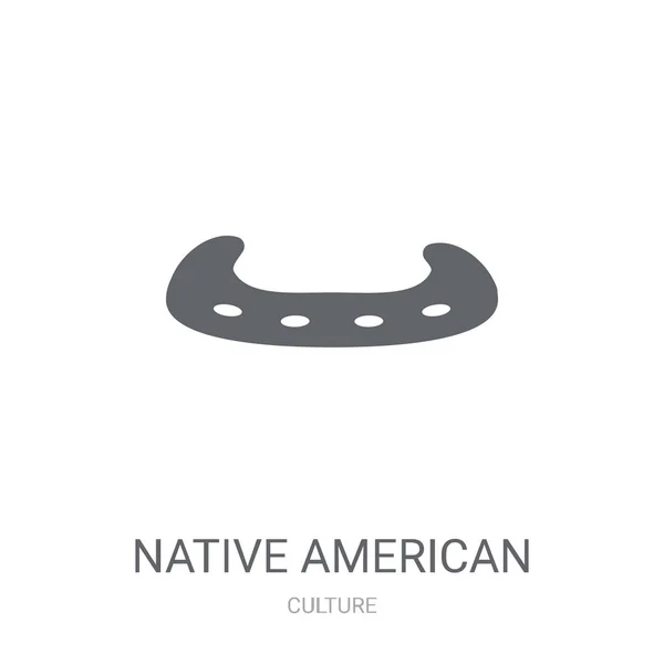Native American Kanot Ikonen Trendiga Native American Kanot Logotyp Koncept — Stock vektor