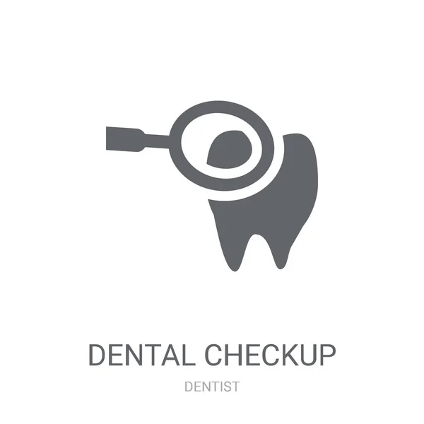 Zahnuntersuchungssymbol Trendiges Dentalcheck Logo Konzept Auf Weißem Hintergrund Aus Der — Stockvektor