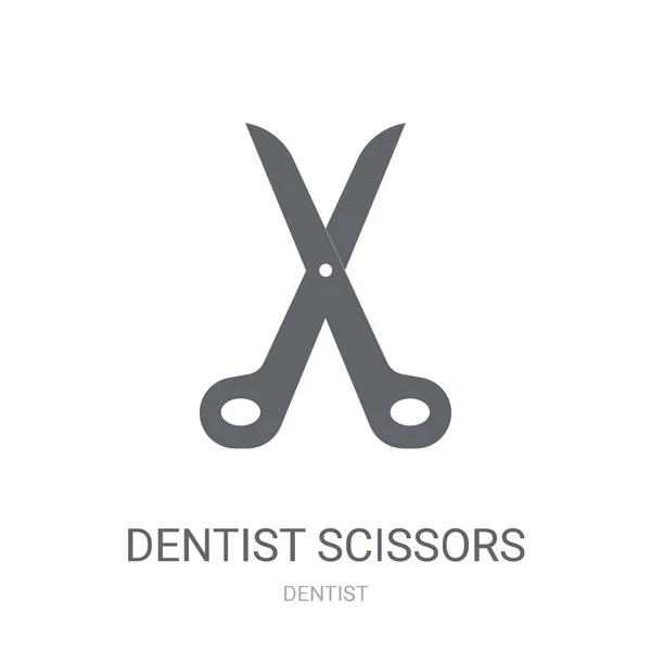Dentista Tijeras Icono Concepto Logotipo Tijeras Dentista Moda Sobre Fondo — Vector de stock