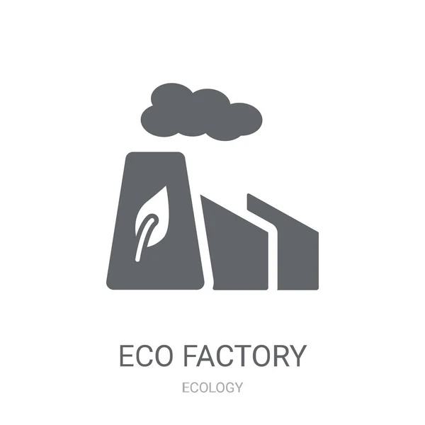 Ícone Fábrica Eco Trendy Eco Factory Logo Concept White Background — Vetor de Stock