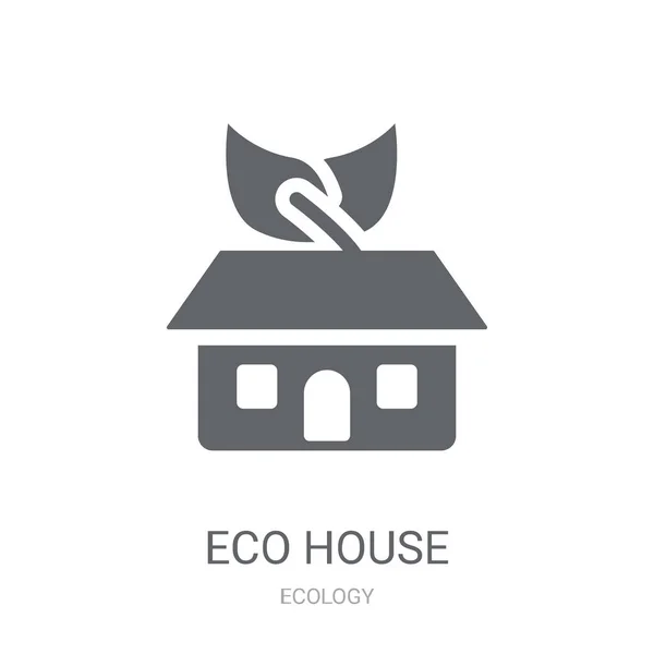 Eco Huisje Trendy Eco Huis Logo Concept Witte Achtergrond Uit — Stockvector