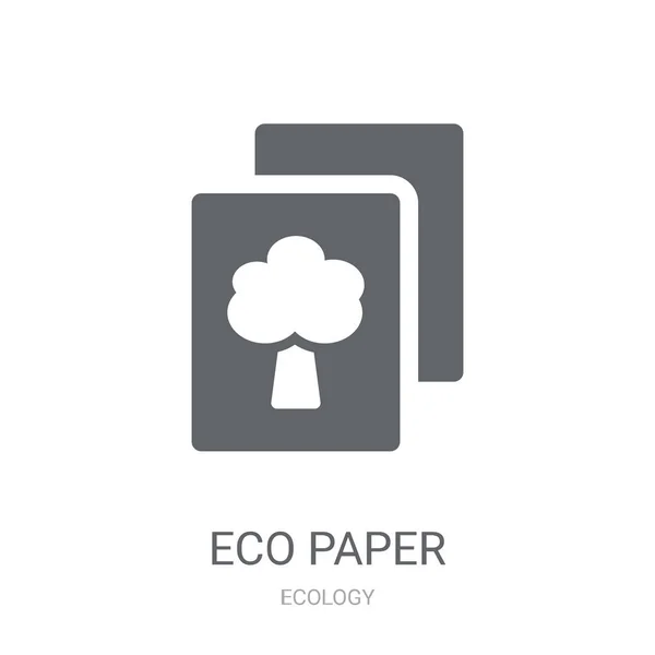 Ícone Papel Eco Conceito Logotipo Papel Eco Moda Fundo Branco — Vetor de Stock