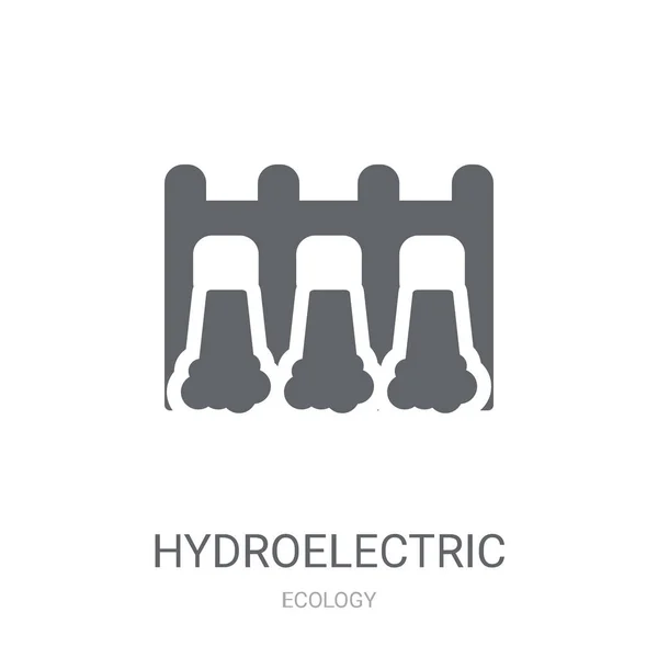 Εικονίδιο Του Υδροηλεκτρικού Σταθμού Μοντέρνα Υδροηλεκτρικού Σταθμού Έννοια Λογότυπο Λευκό — Διανυσματικό Αρχείο
