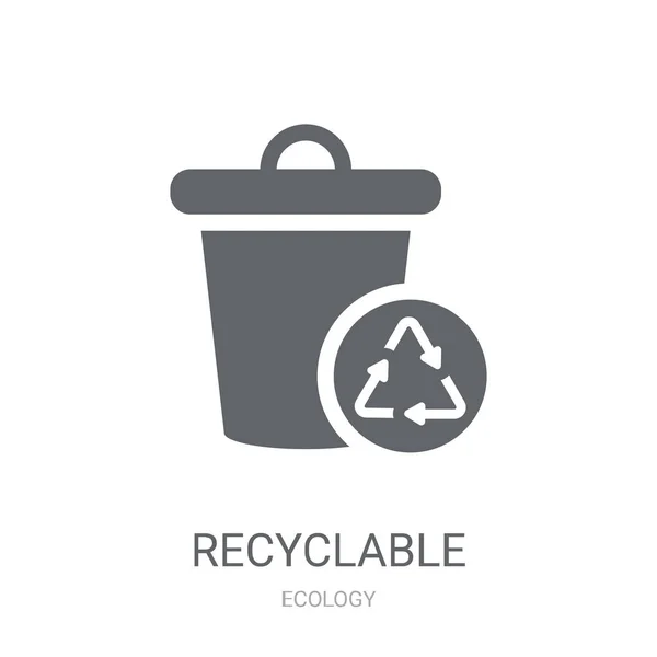 Icône Recyclable Concept Logo Recyclable Tendance Sur Fond Blanc Collection — Image vectorielle