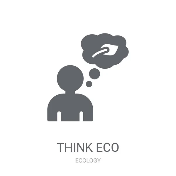 Pensa Ícone Ecológico Trendy Think Eco Logo Concept White Background — Vetor de Stock