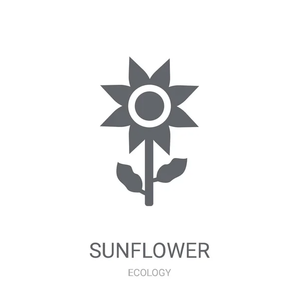 Sonnenblumensymbol Trendiges Sonnenblumen Logo Konzept Auf Weißem Hintergrund Aus Der — Stockvektor