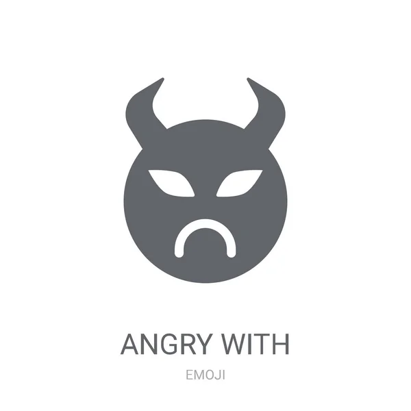Vred Med Horn Emoji Ikon Trendy Angry Horns Emoji Logo – Stock-vektor