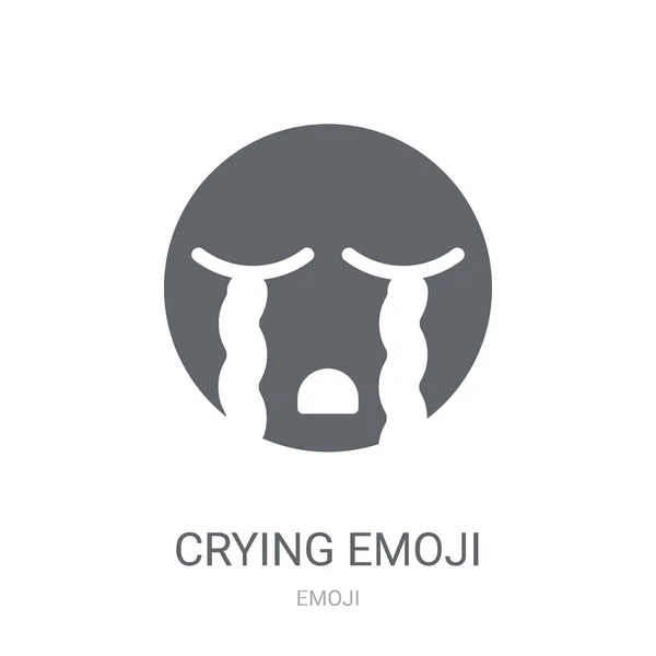 Плакала Emoji Значок Модний Плачучи Emoji Логотип Концепція Білому Тлі — стоковий вектор