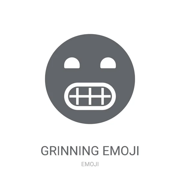 Grinning Emoji Ikon Trendy Grinning Emoji Logo Koncept Hvid Baggrund – Stock-vektor