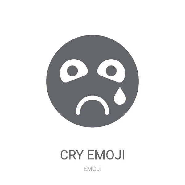 Крик Emoji Значок Модний Cry Emoji Логотип Концепція Білому Тлі — стоковий вектор