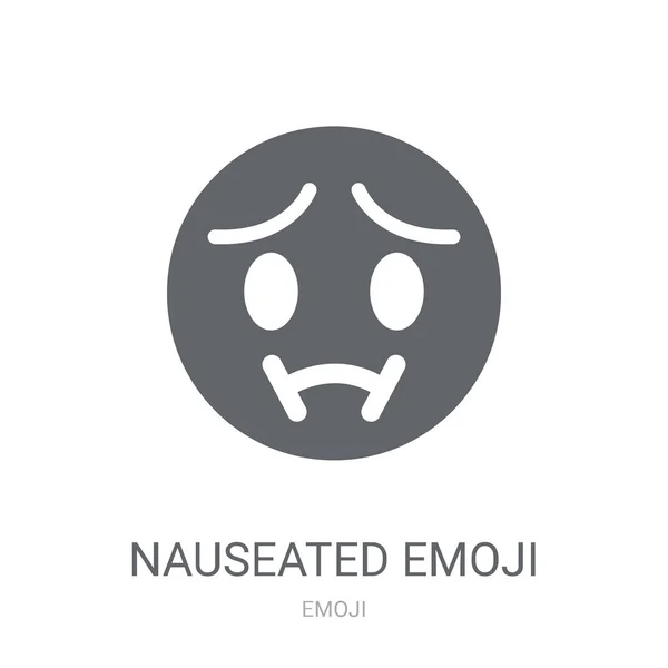 Kvalmende Emoji Ikon Trendy Nauseated Emoji Logo Koncept Hvid Baggrund – Stock-vektor