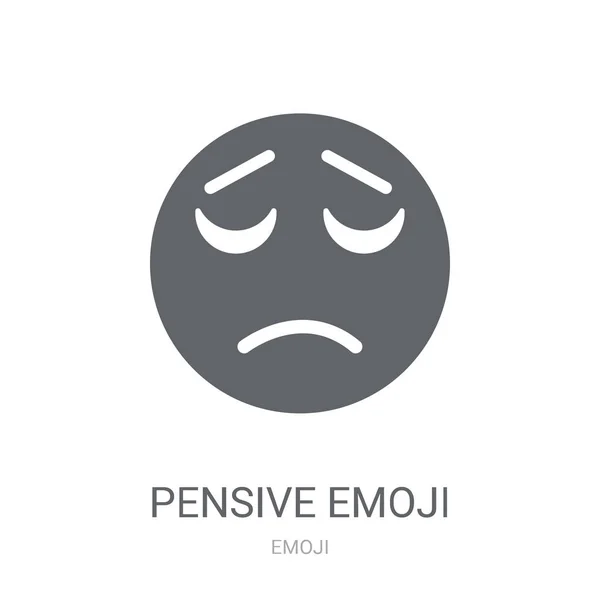 Замислений Emoji Значок Модний Задумливою Emoji Логотип Концепція Білому Тлі — стоковий вектор