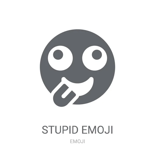 Dumme Emoji Ikon Trendy Stupid Emoji Logo Koncept Hvid Baggrund – Stock-vektor