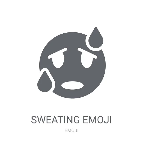 Svedende Emoji Ikon Trendy Sweating Emoji Logo Koncept Hvid Baggrund – Stock-vektor