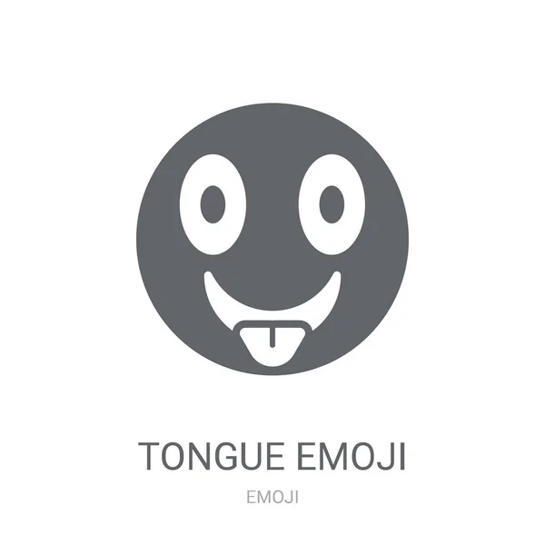 舌の絵文字アイコン トレンディな舌は絵文字絵文字コレクションから白い背景のあるロゴ コンセプトです Web アプリ 携帯アプリ 印刷媒体での使用に適しています — ストックベクタ