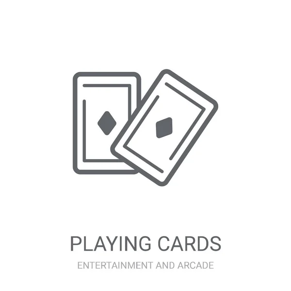 Jogar Cartas Trendy Playing Cards Logo Concept White Background Entertainment — Vetor de Stock