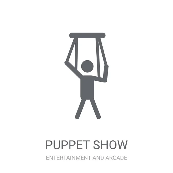 Icono Del Espectáculo Marionetas Trendy Puppet Show Logo Concept White — Archivo Imágenes Vectoriales