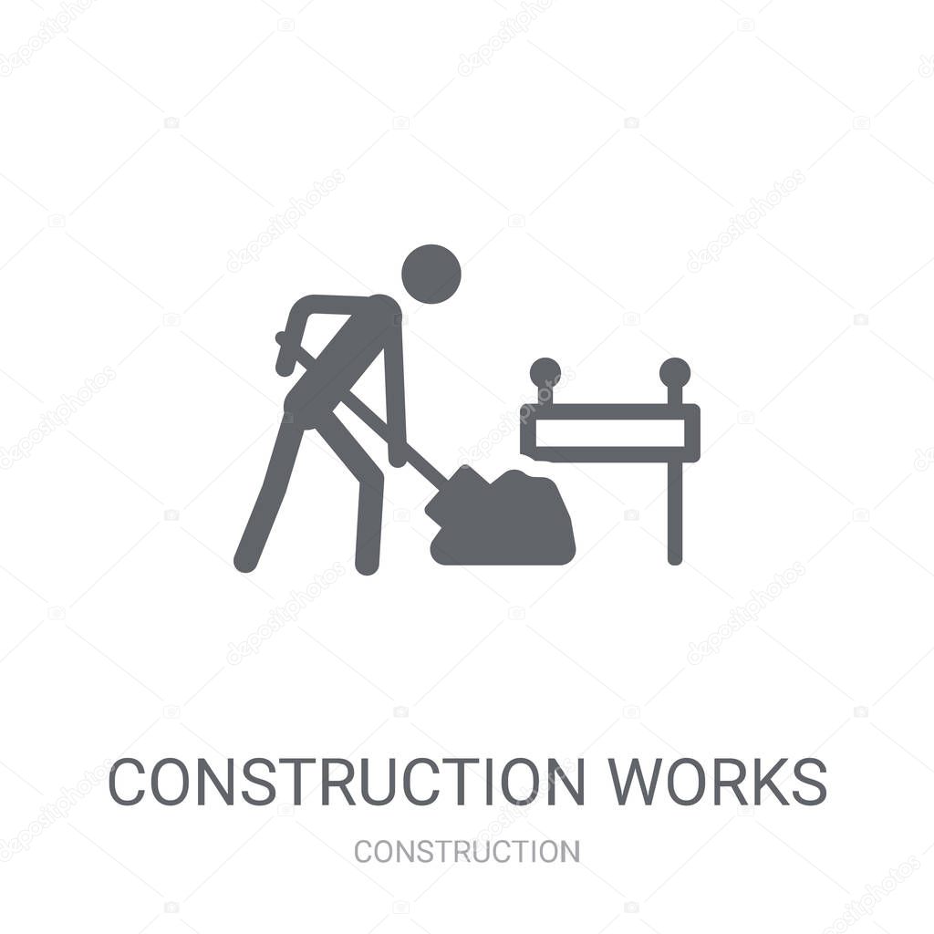 Construction works icon. Trendy Construction works logo concept on white background from Construction collection. Suitable for use on web apps, mobile apps and print media.
