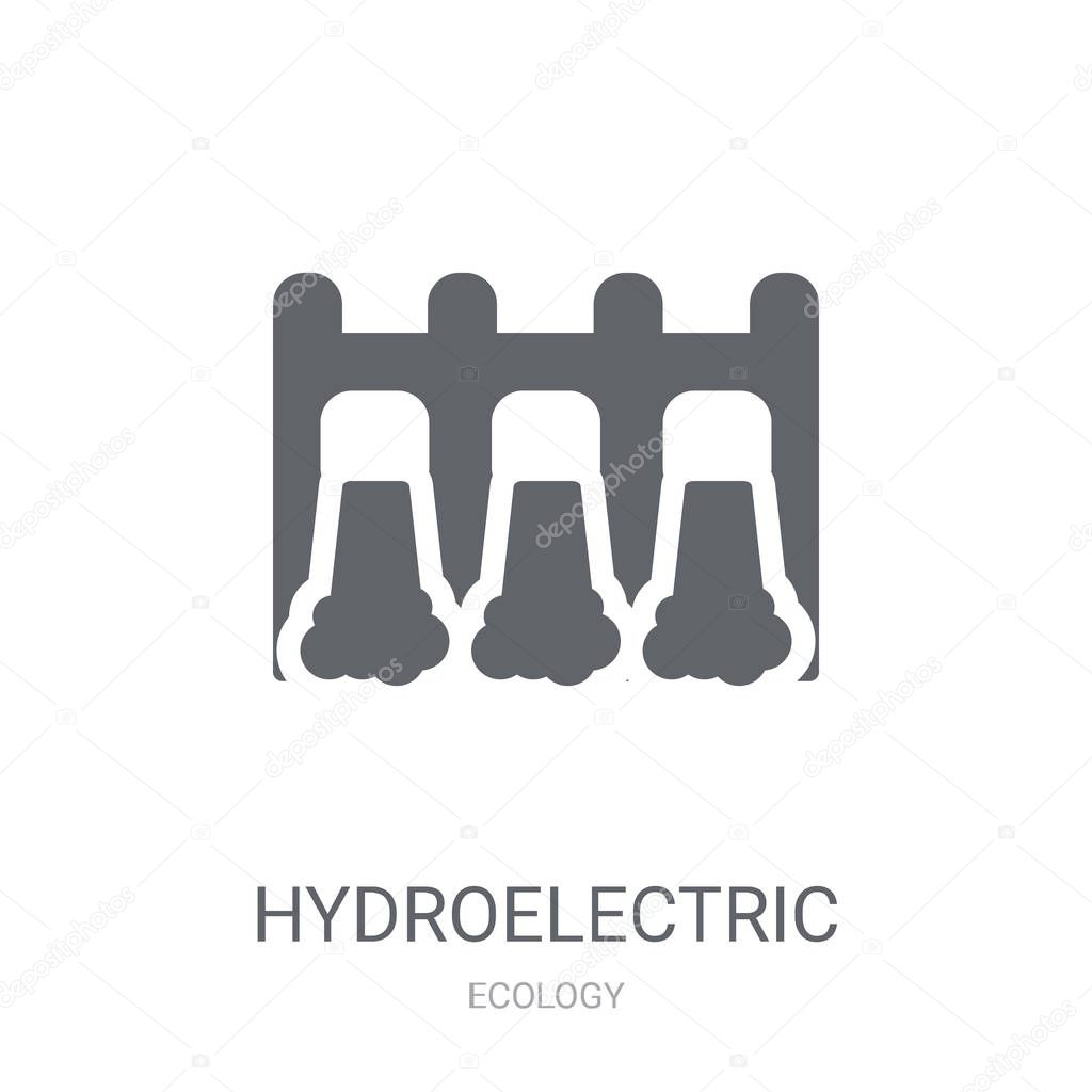 Hydroelectric power station icon. Trendy Hydroelectric power station logo concept on white background from Ecology collection. Suitable for use on web apps, mobile apps and print media.