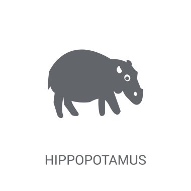 Su aygırı simgesi. Trendy su aygırı logo kavramı hayvanlar koleksiyonundan beyaz arka plan üzerinde. Web uygulamaları, mobil uygulamalar ve basılı medya kullanım için uygundur..