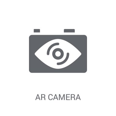 AR kamera simgesi. Trendy Ar kamera logo kavramı yapay zeka koleksiyonundan beyaz arka plan üzerinde. Web uygulamaları, mobil uygulamalar ve basılı medya kullanım için uygundur..