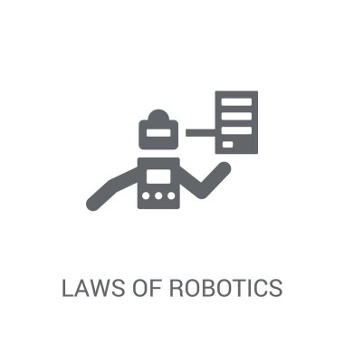 Robotik simgesi kanunları. Robotik logo kavramı yapay zeka koleksiyonundan beyaz arka plan üzerinde trendy kanunları. Web uygulamaları, mobil uygulamalar ve basılı medya kullanım için uygundur..