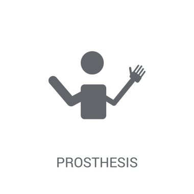 Protez simgesi. Yapay zeka koleksiyonundan beyaz arka plan üzerinde trendy protez logo kavramı. Web uygulamaları, mobil uygulamalar ve basılı medya kullanım için uygundur..