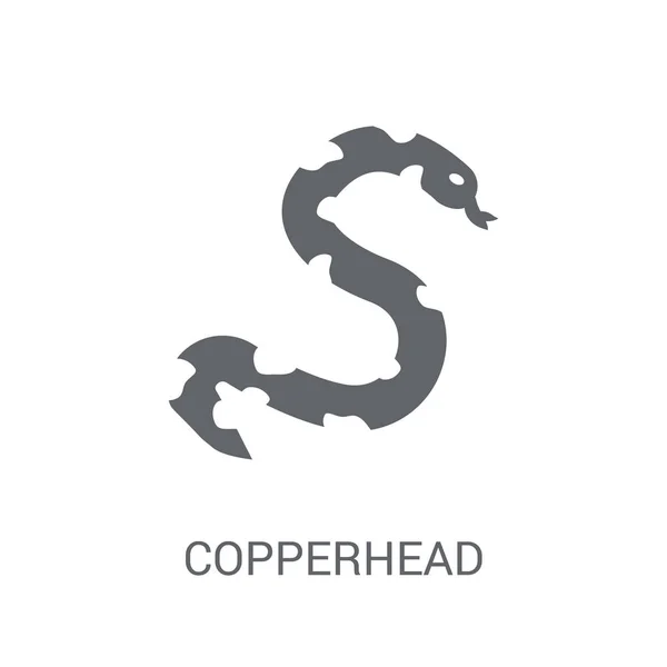 Ícone Cabeça Cobre Conceito Logotipo Copperhead Moda Fundo Branco Coleção — Vetor de Stock