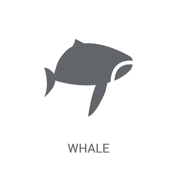 クジラのアイコン 動物コレクションから白い背景のトレンディなクジラのロゴのコンセプト Web アプリ 携帯アプリ 印刷媒体での使用に適しています — ストックベクタ