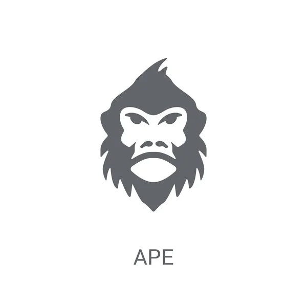 Ícone Macaco Conceito Logotipo Ape Moda Fundo Branco Coleção Animais —  Vetores de Stock