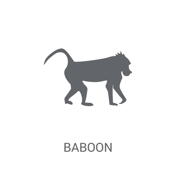 Maymun Simgesi Trendy Babun Logo Kavramı Hayvanlar Koleksiyonundan Beyaz Arka — Stok Vektör