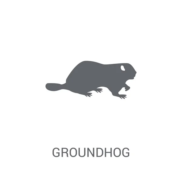 Groundhog Pictogram Trendy Groundhog Logo Concept Witte Achtergrond Uit Dieren — Stockvector