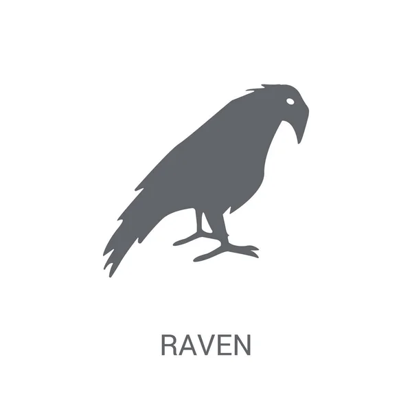 Raven Ikona Modny Raven Koncepcja Logo Białym Tle Kolekcji Zwierząt — Wektor stockowy