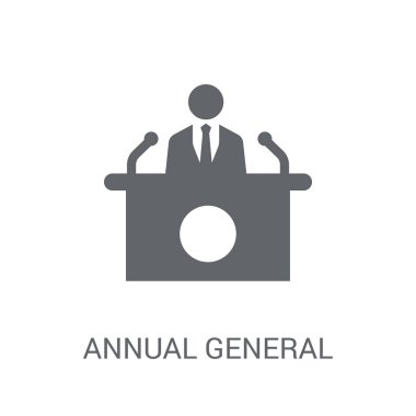 Yıllık Genel Kurul (Agm) simgesi. Trendy yıllık Genel Toplantısı (Agm) iş koleksiyonundan beyaz arka plan üzerinde logo kavramı. Web uygulamaları, mobil uygulamalar ve basılı medya kullanım için uygundur..