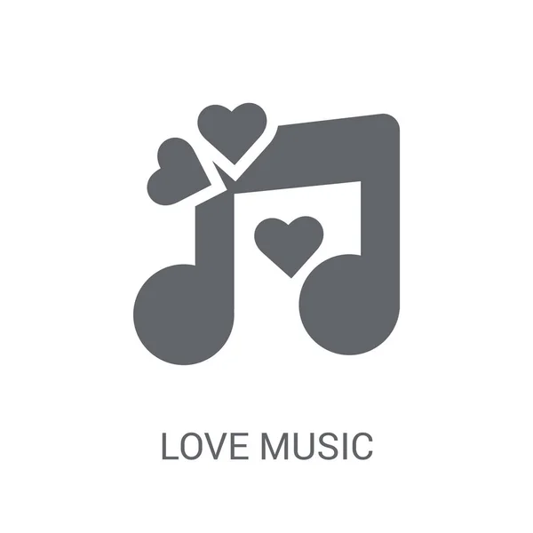 Ikona Muzyki Miłości Koncepcja Logo Muzyka Miłość Modny Białym Tle — Wektor stockowy