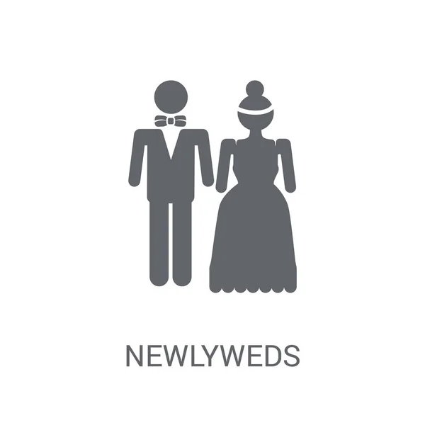 Brautpaar Ikone Trendiges Logokonzept Für Frischvermählte Auf Weißem Hintergrund Aus — Stockvektor
