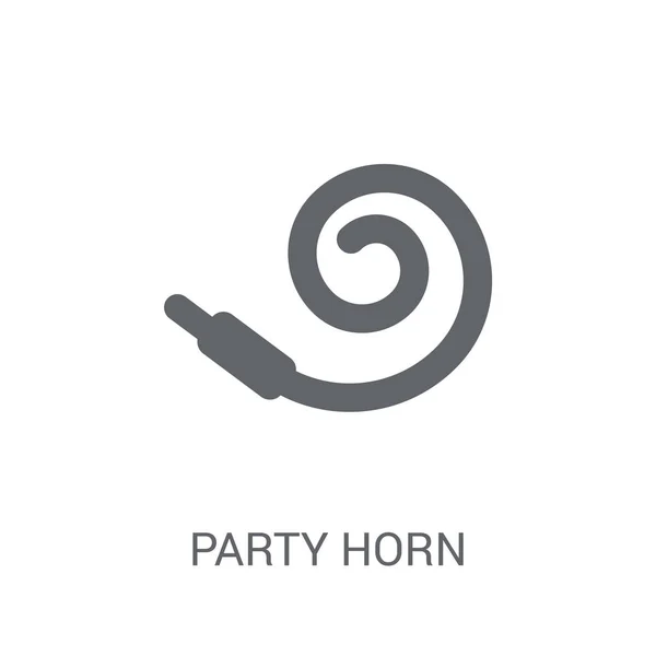 Parti Boynuz Simgesi Son Moda Parti Boynuz Logo Kavramı Doğum — Stok Vektör