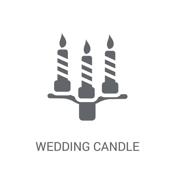 Ícone Vela Casamento Conceito Logotipo Vela Casamento Moda Fundo Branco — Vetor de Stock