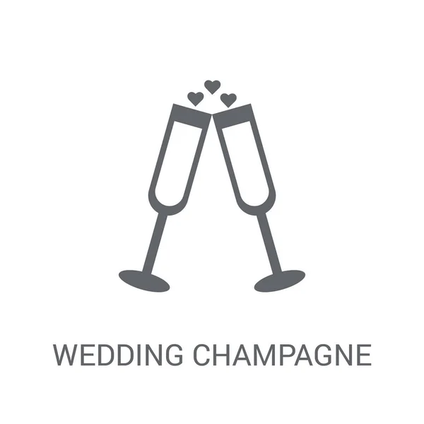 Ícone Champanhe Casamento Conceito Logotipo Champanhe Casamento Moda Fundo Branco — Vetor de Stock