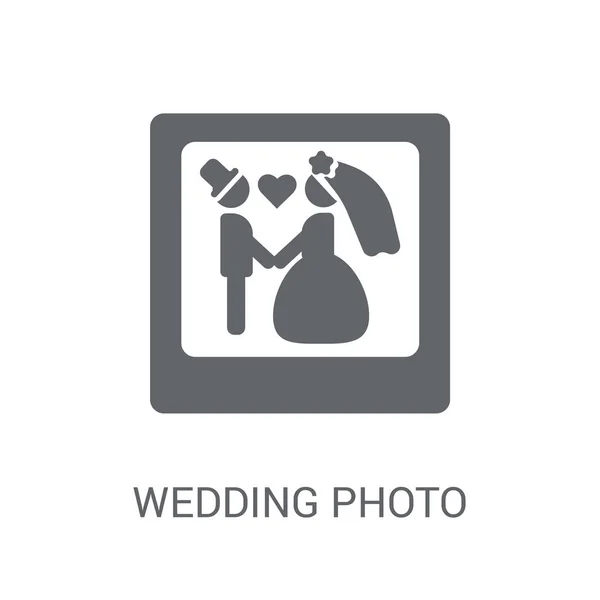 Icono Foto Boda Concepto Logotipo Foto Boda Moda Fondo Blanco — Vector de stock