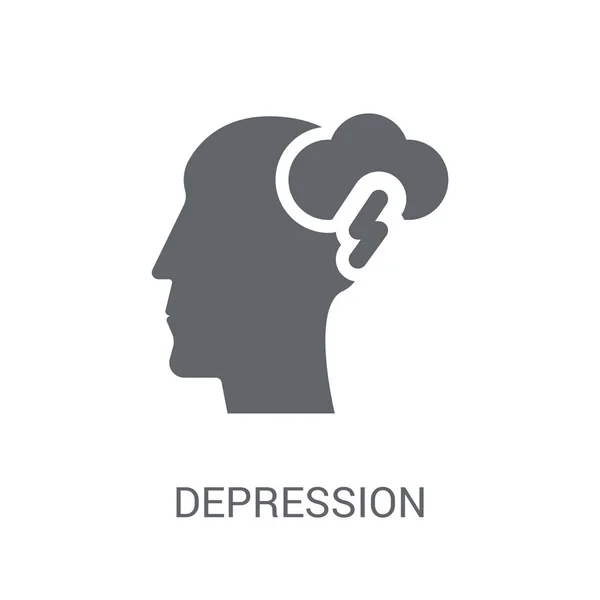 Ikon Depresi Konsep Logo Trendy Depression Pada Latar Belakang Putih - Stok Vektor