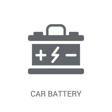 araba pil simgesi. Trendy araba pil logo kavramı araba parçaları koleksiyonundan beyaz arka plan üzerinde. Web uygulamaları, mobil uygulamalar ve basılı medya kullanım için uygundur..