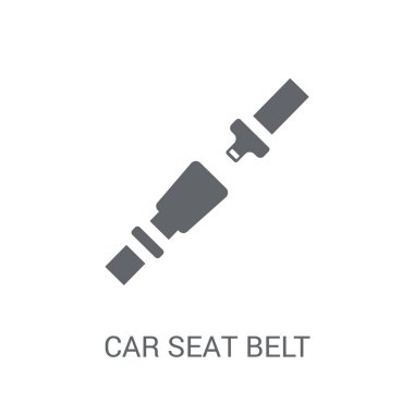 araba koltuğu kemer ya da emniyet kemeri simgesi. Gözde oto koltuğu kemer ya da emniyet kemeri logo kavramı araba beyaz arka plan üzerinde koleksiyon parçaları. Web uygulamaları, mobil uygulamalar ve basılı medya kullanım için uygundur..