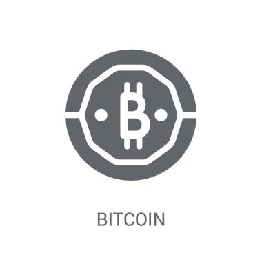 Bitcoin simgesi. Cryptocurrency ekonomi ve finans Collection beyaz arka plan üzerinde trendy Bitcoin logo kavramı. Web uygulamaları, mobil uygulamalar ve basılı medya kullanım için uygundur..