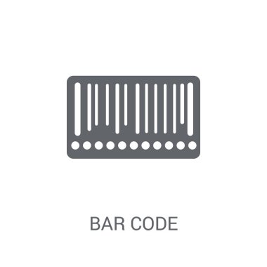 Barkod simgesi. Trendy Bar kod logo kavramı teslim ve lojistik koleksiyonundan beyaz arka plan üzerinde. Web uygulamaları, mobil uygulamalar ve basılı medya kullanım için uygundur..