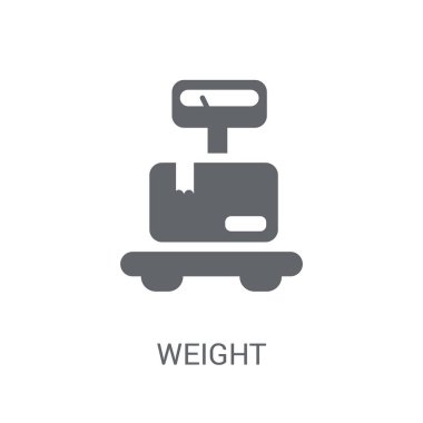 Ağırlık simgesi. Dağıtım ve lojistik koleksiyonundan beyaz arka plan üzerinde trendy ağırlık logo kavramı. Web uygulamaları, mobil uygulamalar ve basılı medya kullanım için uygundur..
