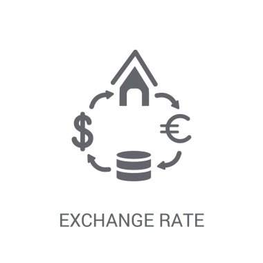 Döviz Kuru simgesi. Modaya uygun Döviz Kuru logo kavramı e-ticaret ve ödeme koleksiyonundan beyaz arka plan üzerinde. Web uygulamaları, mobil uygulamalar ve basılı medya kullanım için uygundur..