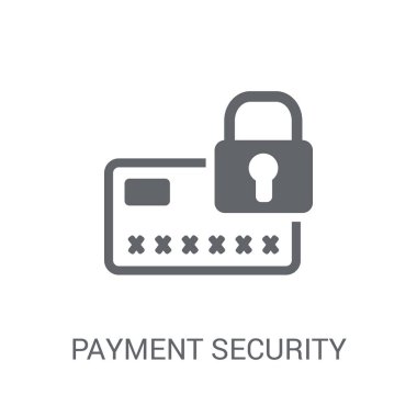 Ödeme güvenlik simgesi. Modaya uygun ödeme güvenlik logo kavramı e-ticaret ve ödeme koleksiyonundan beyaz arka plan üzerinde. Web uygulamaları, mobil uygulamalar ve basılı medya kullanım için uygundur..
