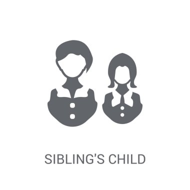 kardeş çocuk simgesi. Aile ilişkileri koleksiyonundan beyaz arka plan üzerinde 's trendy kardeş çocuk logo kavramı. Web uygulamaları, mobil uygulamalar ve basılı medya kullanım için uygundur..