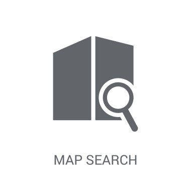 harita arama simgesi. Son moda harita arama logo kavramı genel koleksiyonundan beyaz arka plan üzerinde. Web uygulamaları, mobil uygulamalar ve basılı medya kullanım için uygundur..